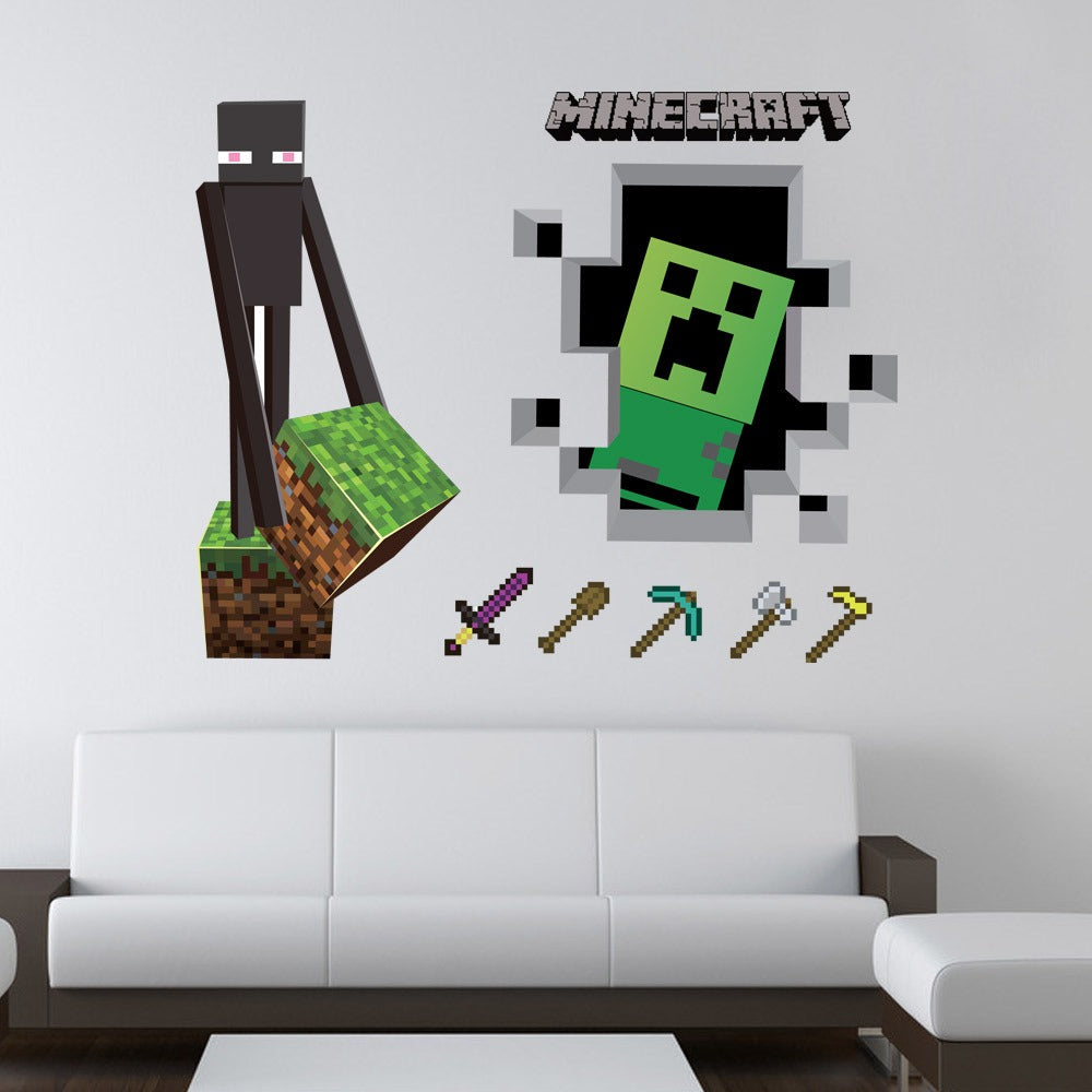 3D cartoon 3D wall sticker for children's room with small mining figures