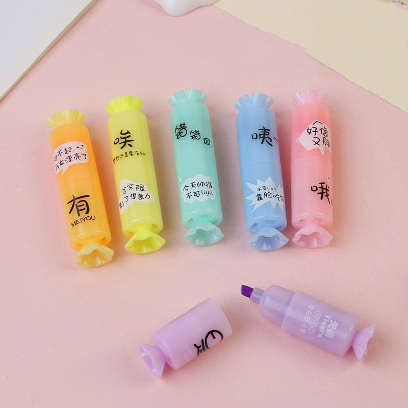 1 PCS Cute Mini Highlighter Lovely Cartoon Paint Marker Pen School Office Office Stationery Supply Capsule Vitamin Kawaii Funny