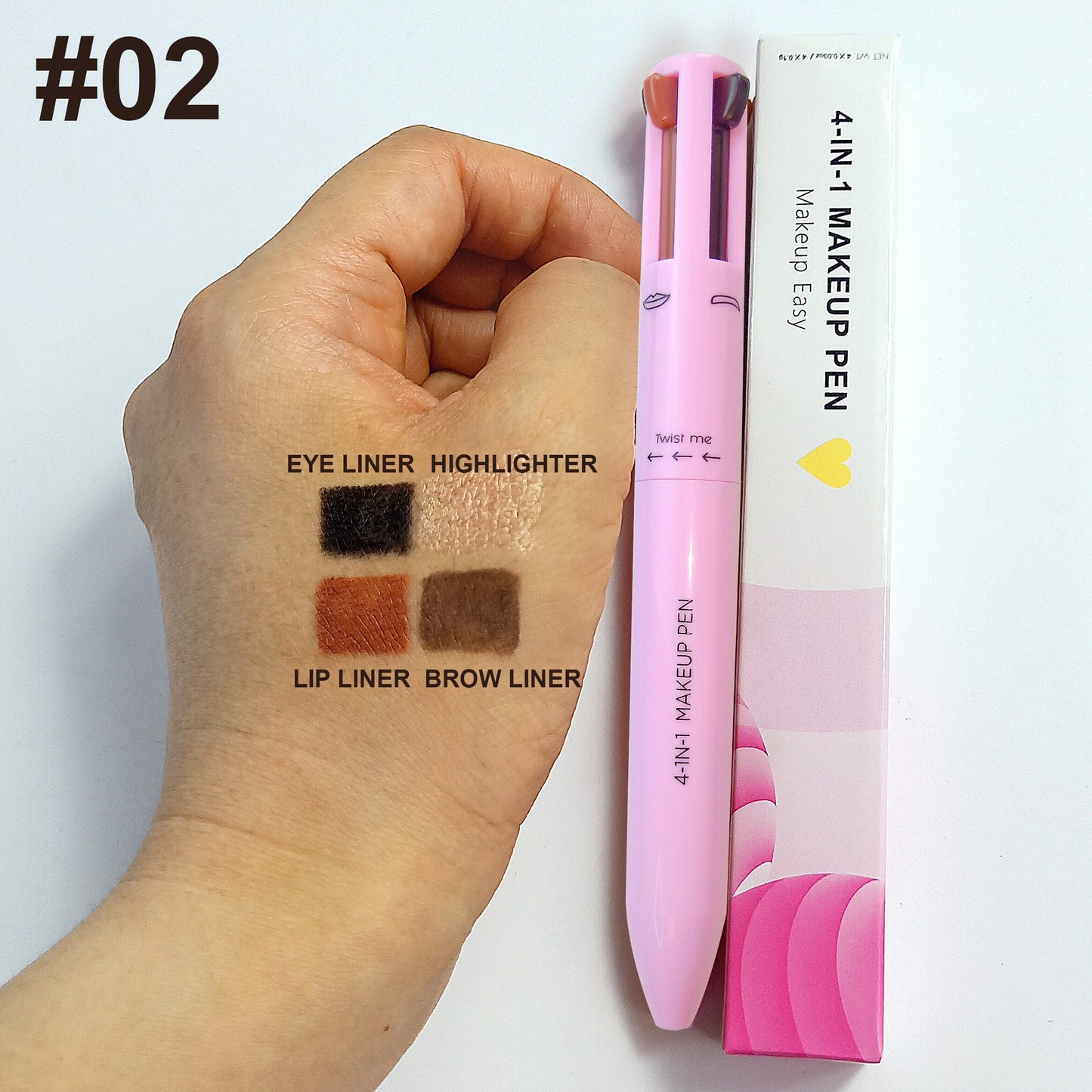 4 In 1 Eyebrow Pencil Waterproof Drawing Eye Brow Makeup Pen Long-Wear Eyeliner Eyebrow Highlighter Stick Makeup Cosmetic Tool