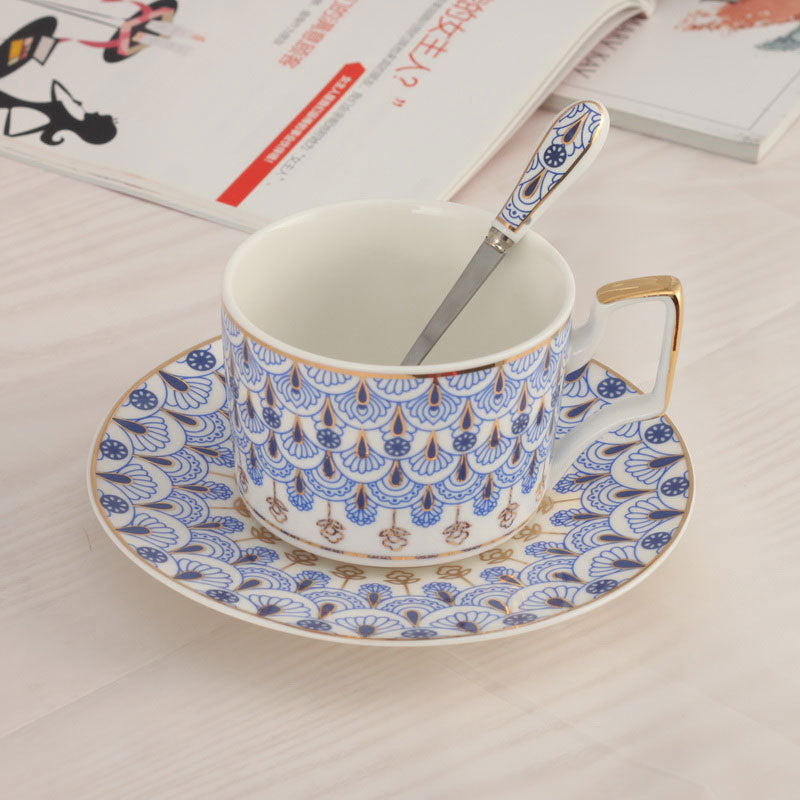 300ML, fine bone china coffee cup and saucer, russian design espresso cups, porcelain reusable cup, tea ceremony tazas cafe