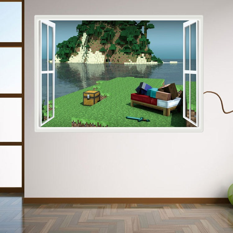 3D cartoon 3D wall sticker for children's room with small mining figures