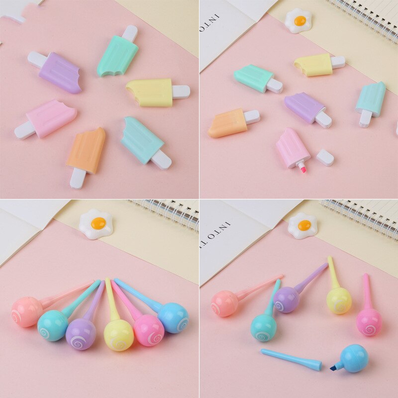 1 PCS Cute Mini Highlighter Lovely Cartoon Paint Marker Pen School Office Office Stationery Supply Capsule Vitamin Kawaii Funny