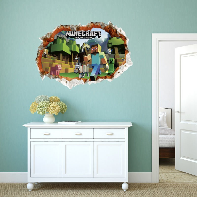 3D cartoon 3D wall sticker for children's room with small mining figures